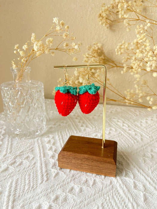 Handmade Crochet Strawberry Earrings
