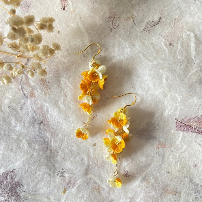 Handmade MicroCrochet Gradient Cluster Floral Earrings (22 flowers)
