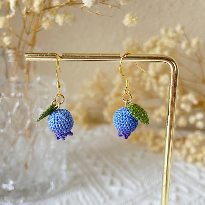 Handmade MicroCrochet Blueberry Earrings