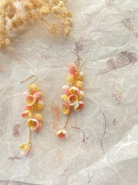 Handmade MicroCrochet Gradient Cluster Floral Earrings (22 flowers)