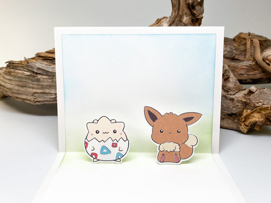 Handmade Togepi and Eevee Popup Card - Pokemon, Birthday, Valentine