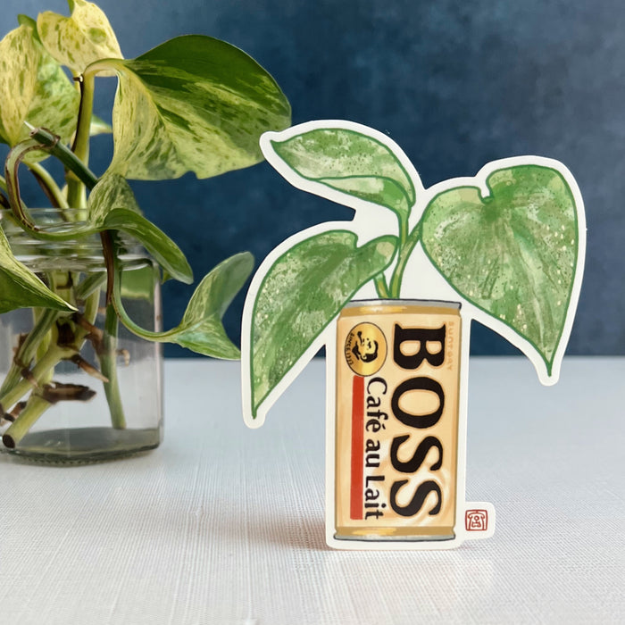 Boss Coffee Pothos Sticker