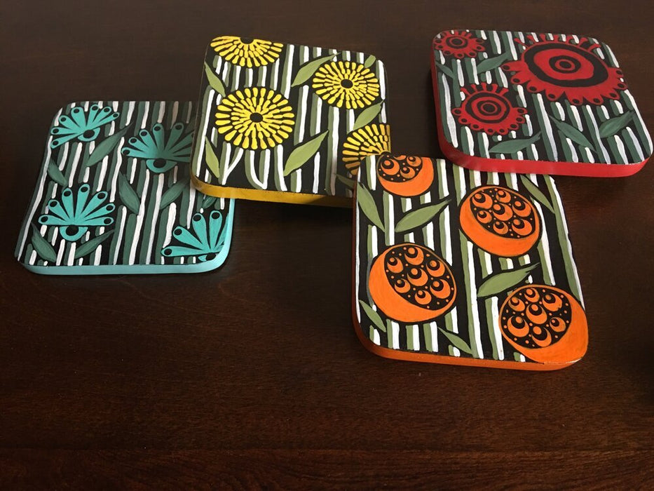 Abstract Floral Coasters