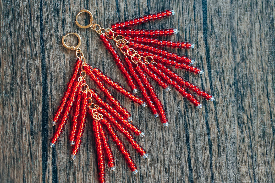 Red Bead Earrings