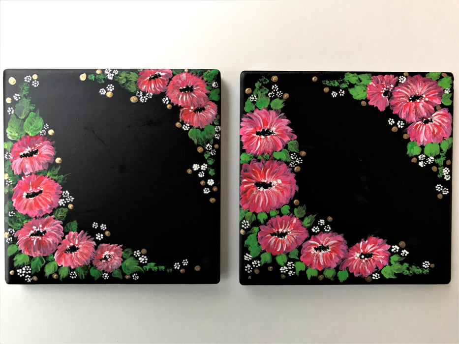 Pink Flowers Coasters
