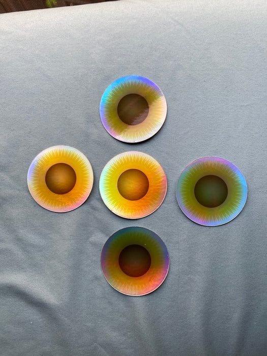 2”x2” Holographic Circle Sunflower Stickers