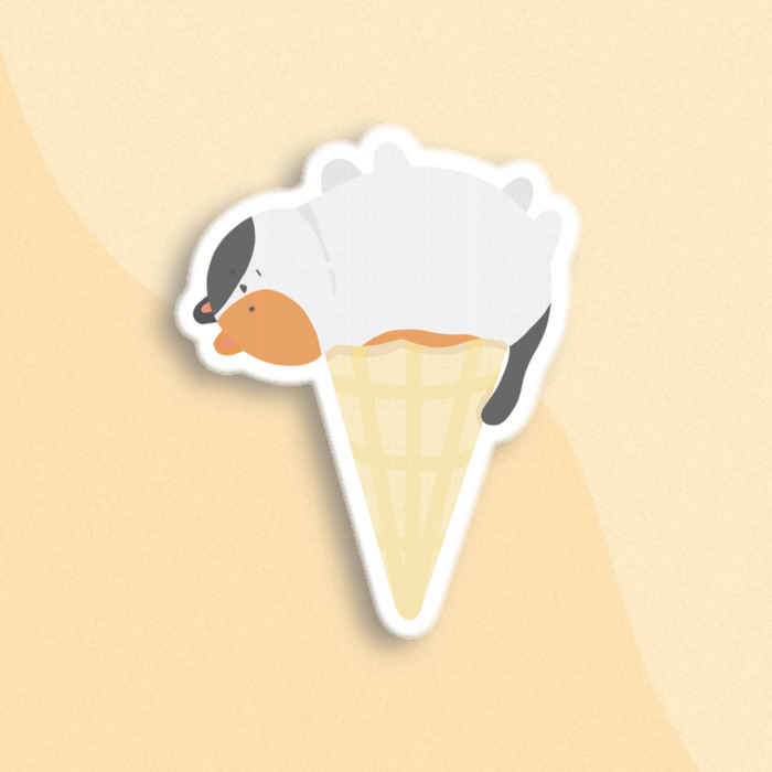 Ice Cream Cone Cat Sticker | Naptime Doodler