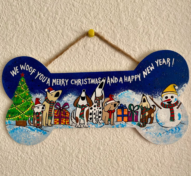 We Woof You A Merry Christmas & A Happy New Year Wall Hanging