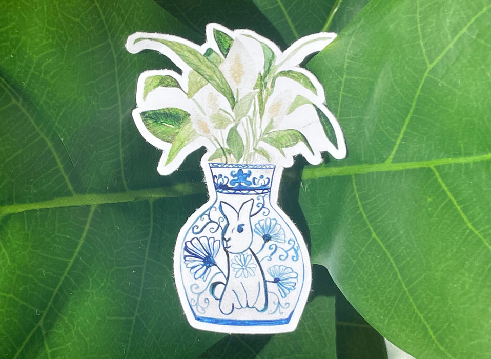 Year of the Rabbit + Peace Lily Plant Sticker