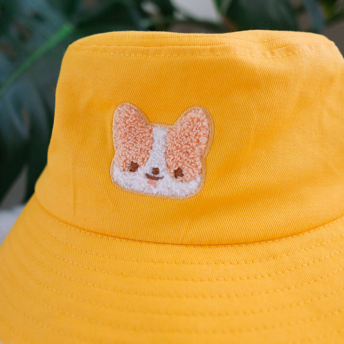 Embroidered Bucket Hat - Corgi Yellow