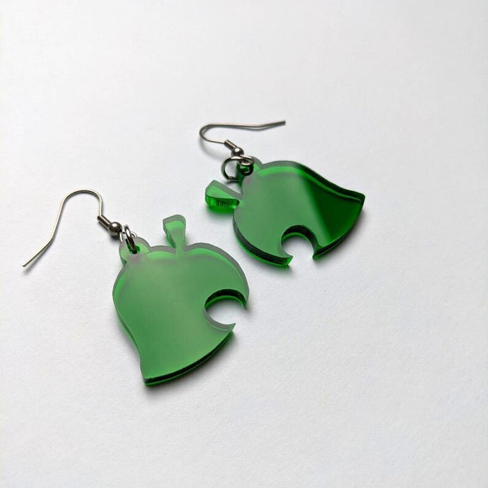 Transparent Green Leaf Dangle Earrings