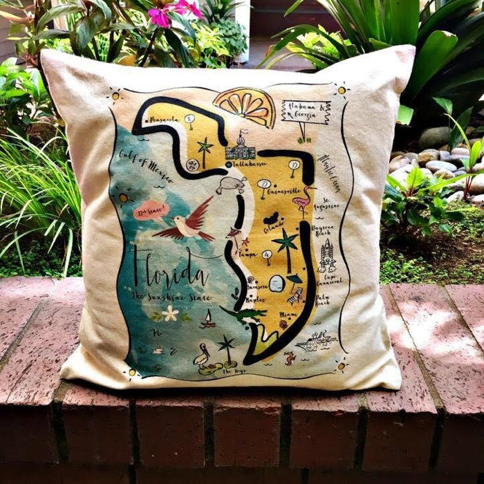 Florida State Map Square Pillow