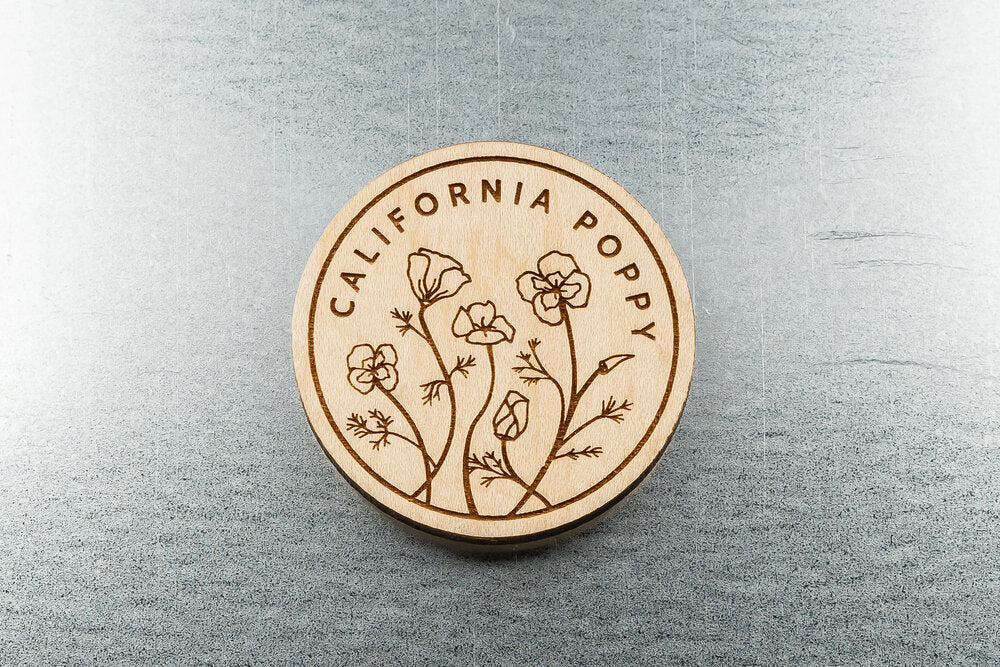 California Poppy Wood Fridge Magnet
