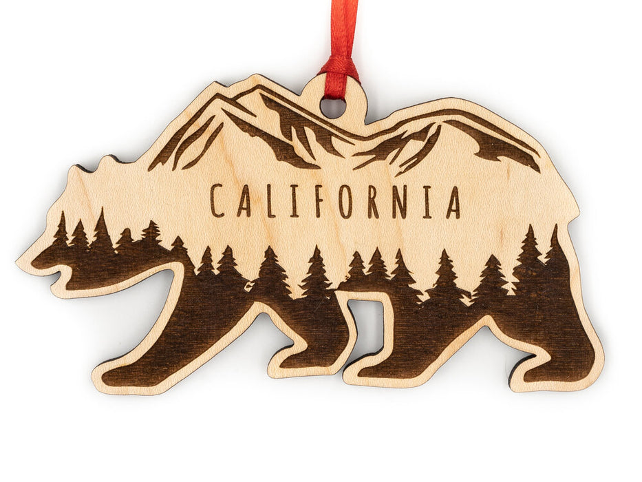 California Bear Wood Ornament