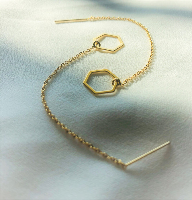Handmade Geometric Earrings // Gold Filled Earrings // Hexagon Earrings// Moon Earrings // Triangle Earrings