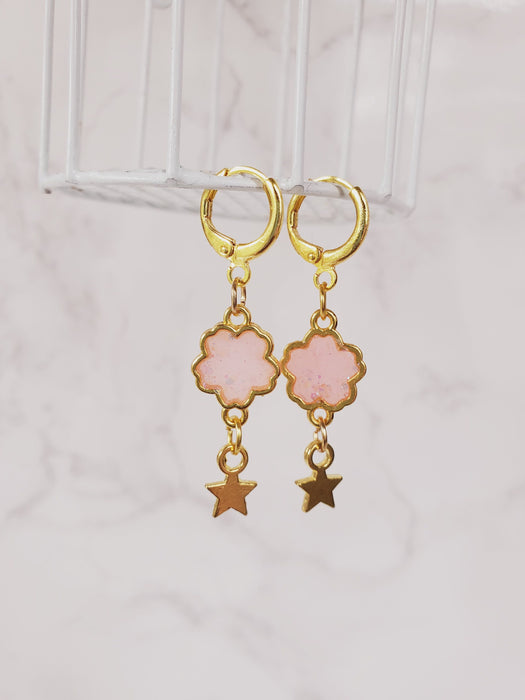 Sakura Earring Huggies with Star Charms
