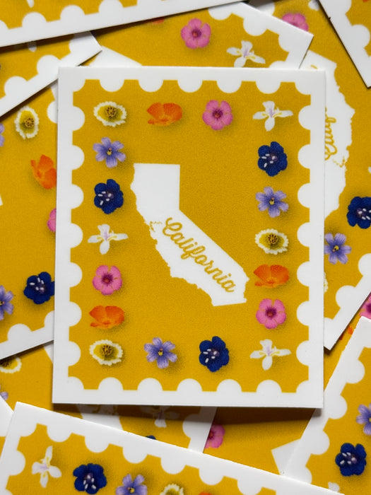 2.3”x2.8” California Wildflowers Stamp Matte Sticker
