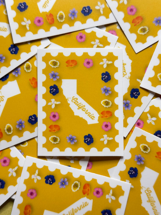 2.3”x2.8” California Wildflowers Stamp Matte Sticker