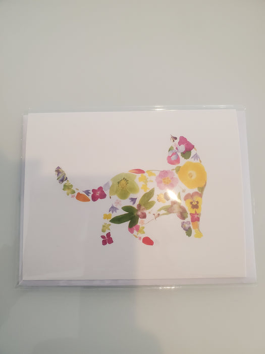 Cat Pressed Flower Card