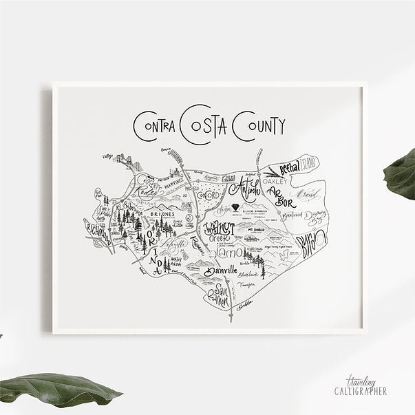 Contra Costa County, CA Map Print