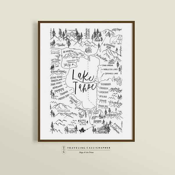 Lake Tahoe  Map Print