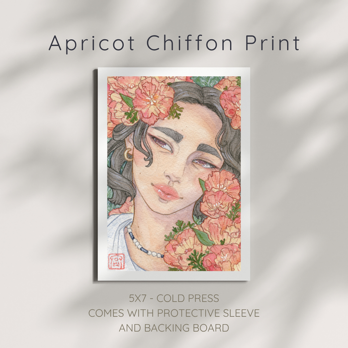 Apricot Chiffon Watercolor Print (5x7)