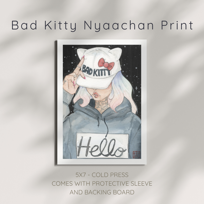 Bad Kitty Nyaachan Watercolor Print (5x7)