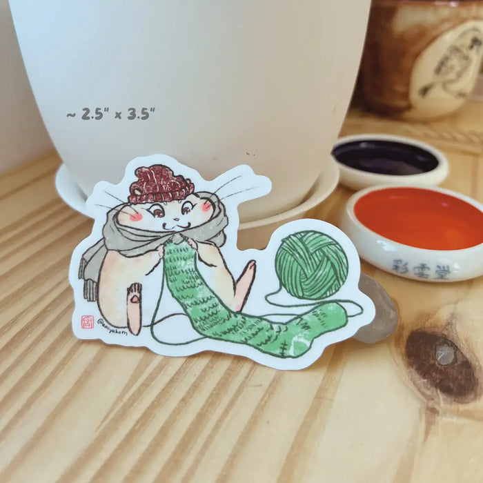 Knitting Hamster Sticker