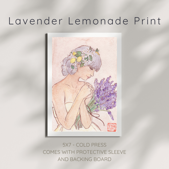 Lavender Lemonade Watercolor Print (5x7)