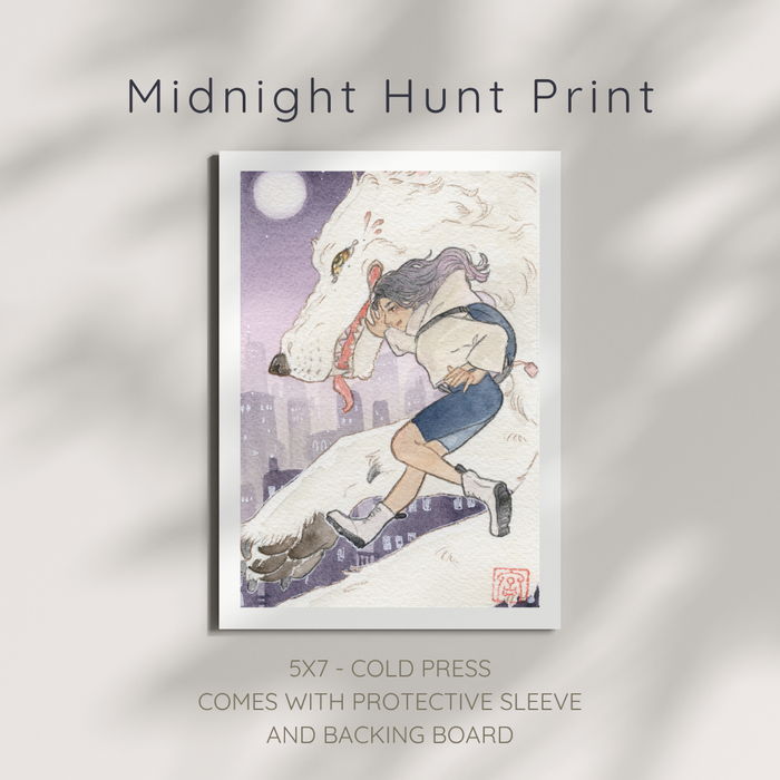 Midnight Hunt Watercolor Print (5x7)