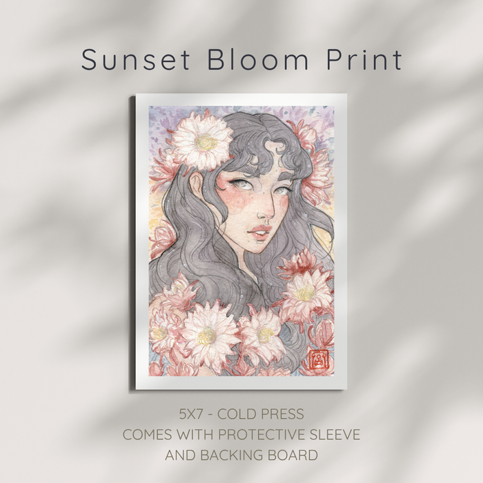 Sunset Bloom Watercolor Print (5x7)