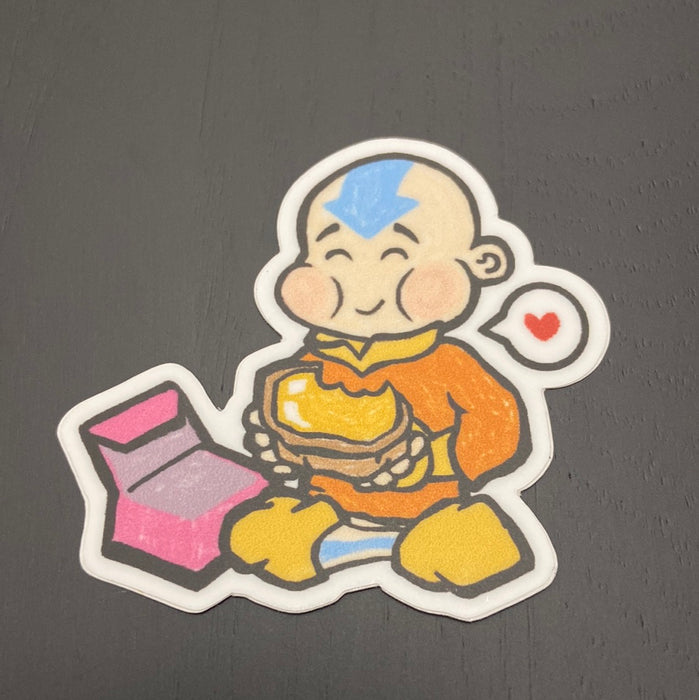 Aang with Egg Tart Vinyl Sticker