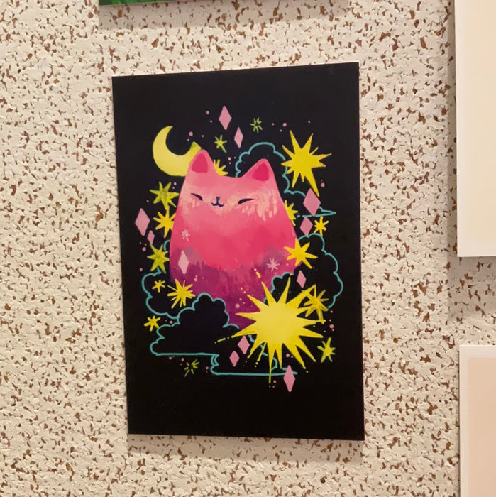 Starry night Cat 5x7 Postcard