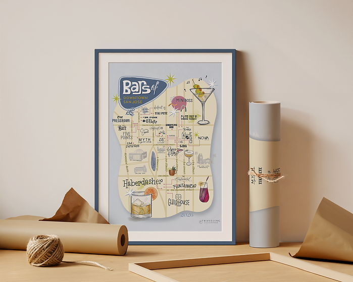 Bars of Downtown San Jose Map Print (2025)