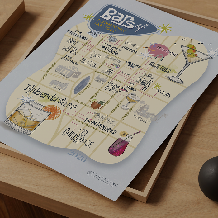 Bars of Downtown San Jose Map Print (2025)