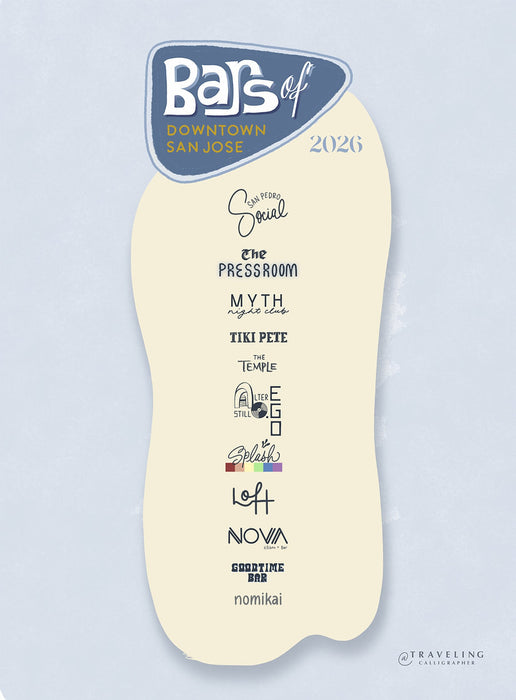 Bars of Downtown San Jose Map Print (2025)