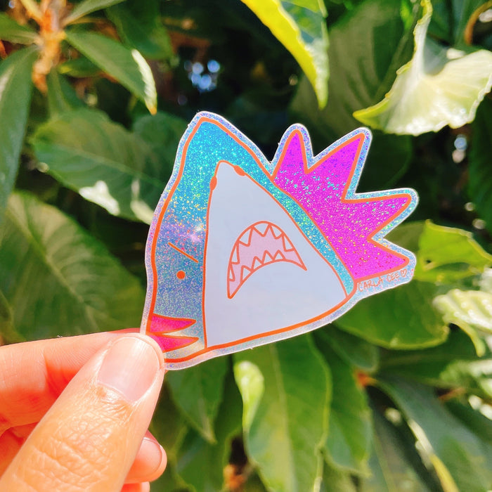 Boom Shark Glitter Sticker