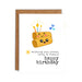 Lumpia Birthday Card with smiling lumpia, birthday candles, and a kraft envelope.