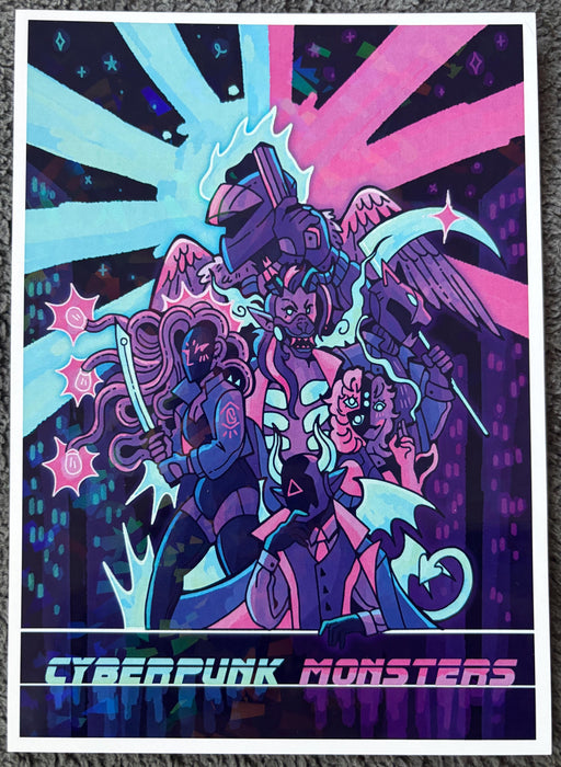 Cyberpunk Monsters - Holographic 5 x 7 Art Print