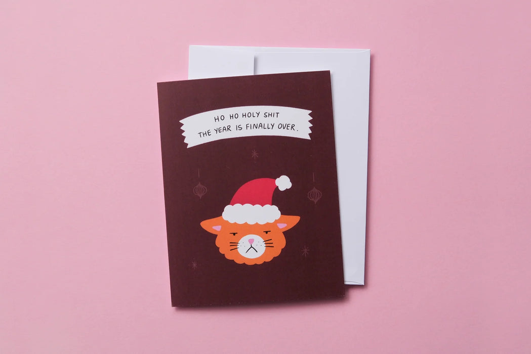 Ho Ho Holy Shit Cat Greeting Card