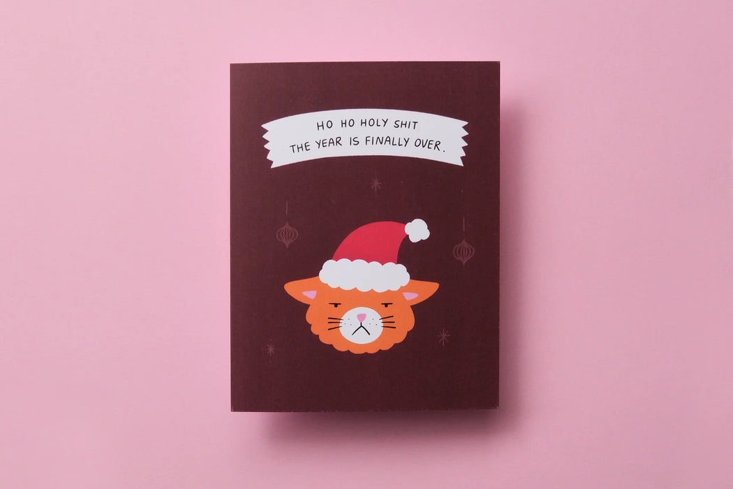 Ho Ho Holy Shit Cat Greeting Card