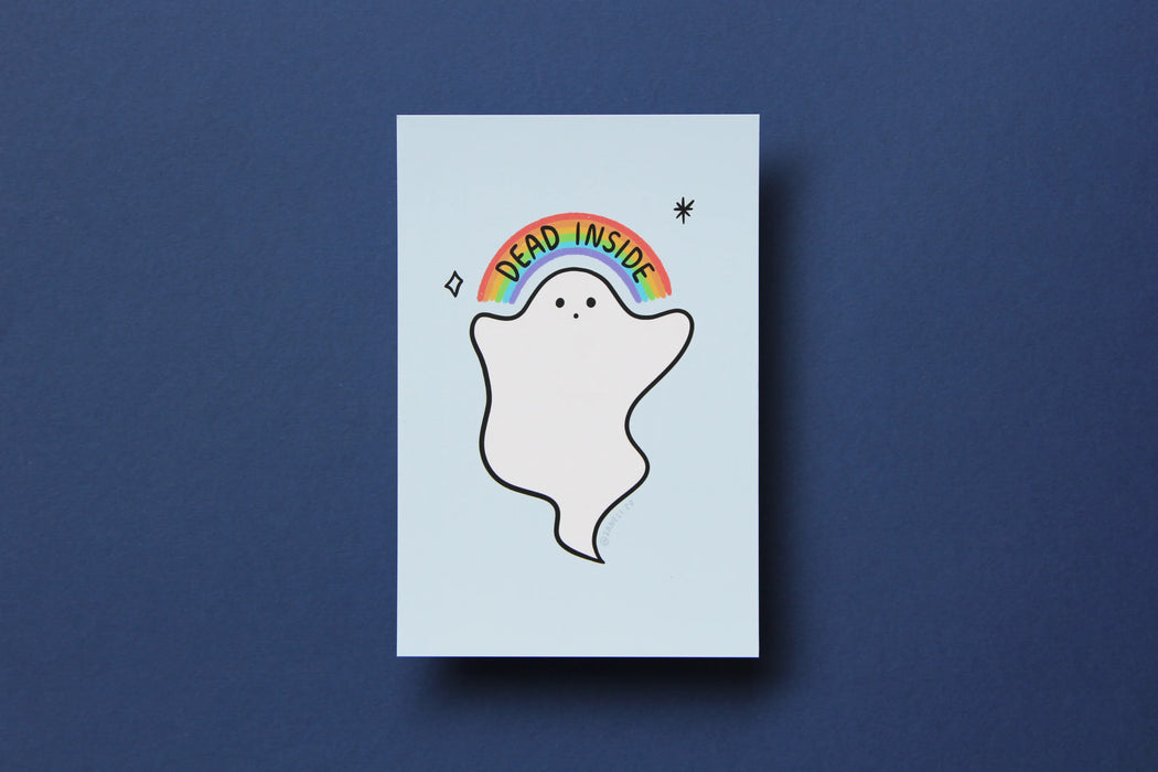 Dead Inside Rainbow Ghost Postcard / Mini Print