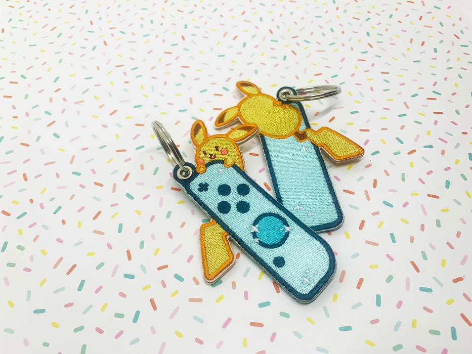 Embroidered Keychain - Pika Switch Blue