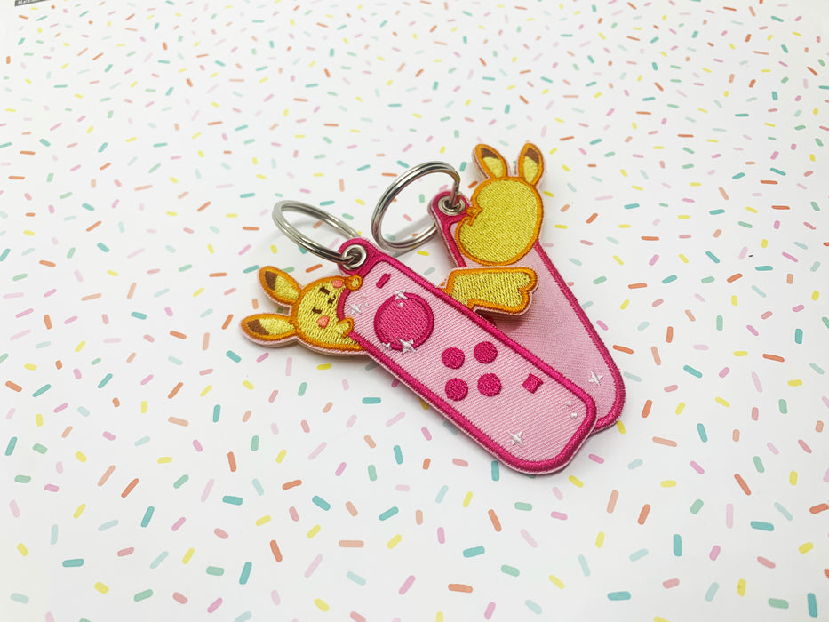 Embroidered Keychain - Pika Switch Pink
