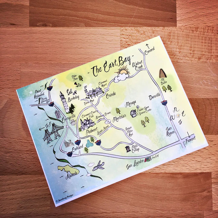 East Bay Map Full Color Note Card