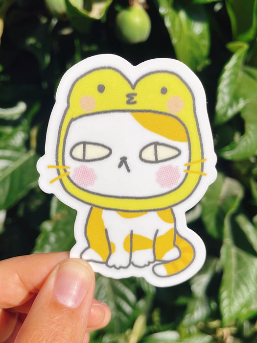 Frog Hat Cat Sticker