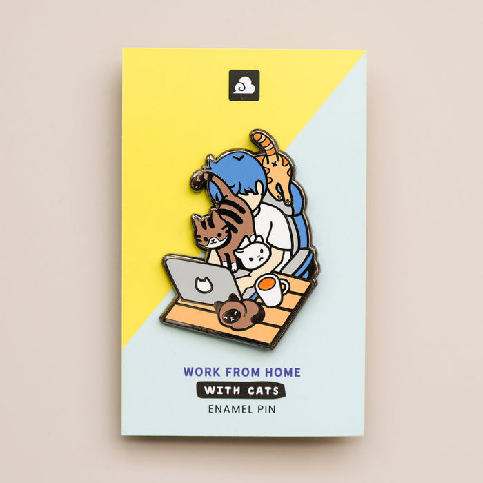 Enamel Pin - Work From Home with Cats