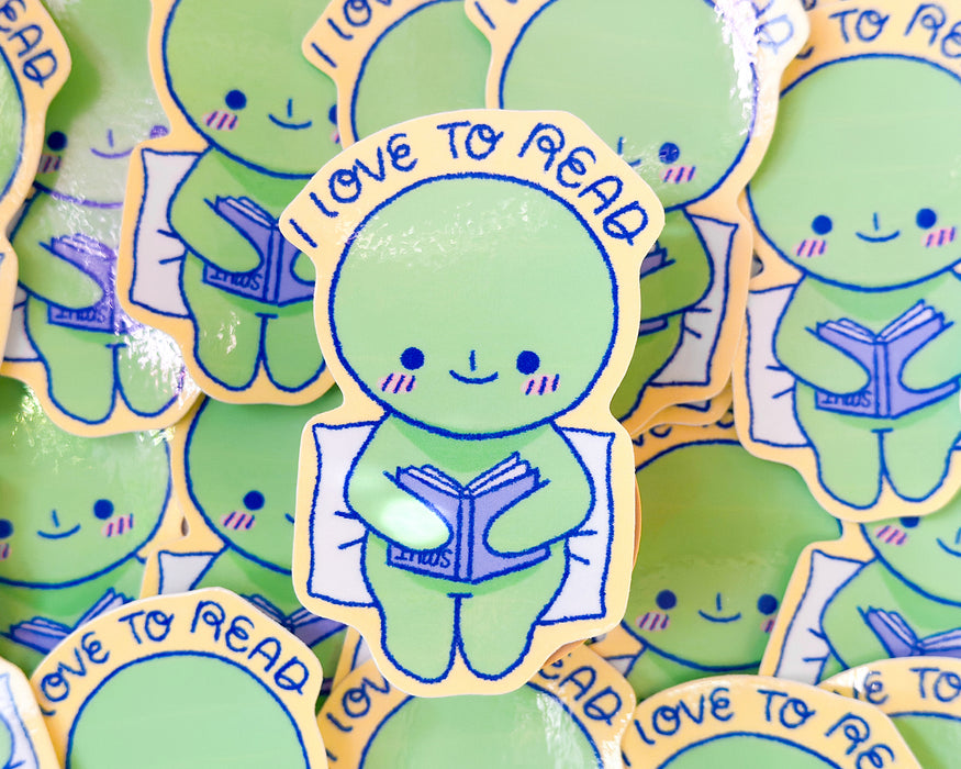 I Love to Read Smiski Sticker