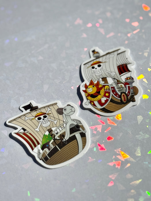 2.5in Straw Hat Pirate Ships Matte Die-cut Stickers