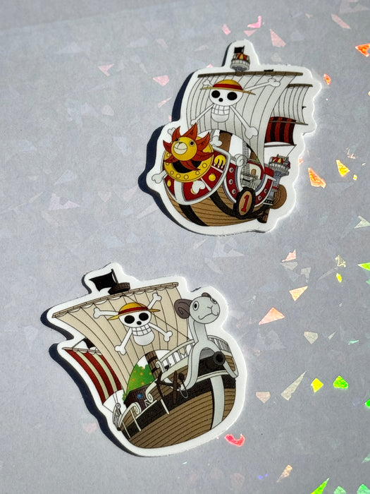 2.5in Straw Hat Pirate Ships Matte Die-cut Stickers